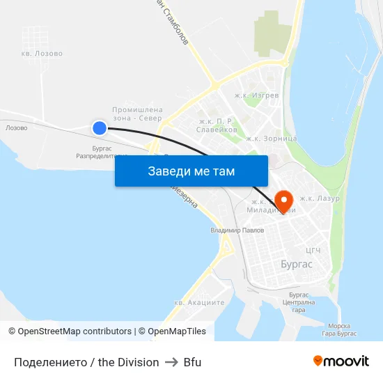 Поделението / the Division to Bfu map