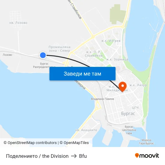 Поделението / the Division to Bfu map
