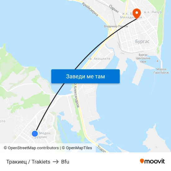 Тракиец / Trakiets to Bfu map