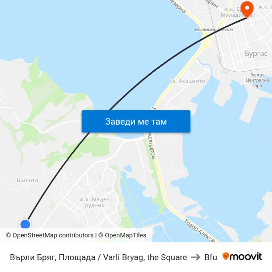 Върли Бряг, Площада / Varli Bryag, the Square to Bfu map