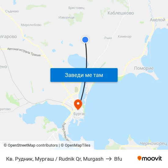 Кв. Рудник, Мургаш / Rudnik Qr, Murgash to Bfu map