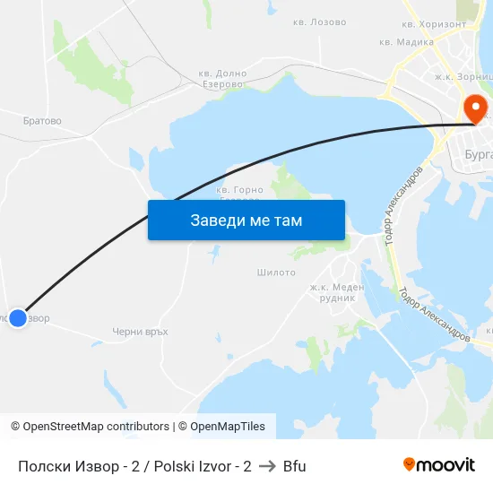 Полски Извор - 2 / Polski Izvor - 2 to Bfu map