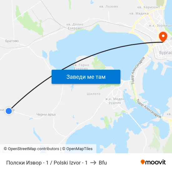 Полски Извор - 1 / Polski Izvor - 1 to Bfu map