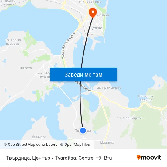 Твърдица, Център / Tvarditsa, Centre to Bfu map