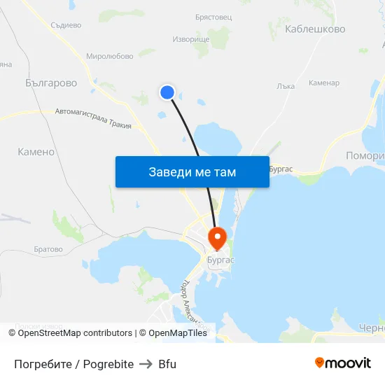 Погребите / Pogrebite to Bfu map