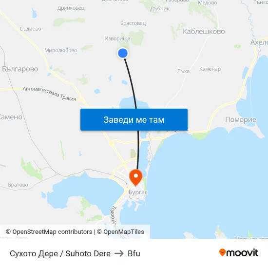 Сухото Дере / Suhoto Dere to Bfu map