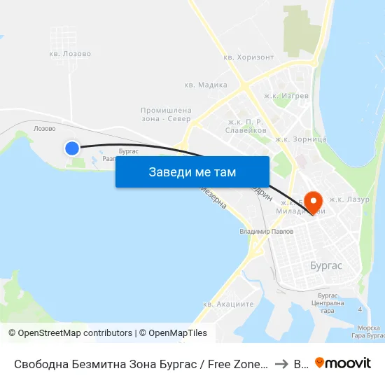 Свободна Безмитна Зона Бургас / Free Zone Bourgas to Bfu map