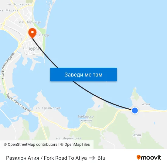Разклон Атия / Fork Road To Atiya to Bfu map