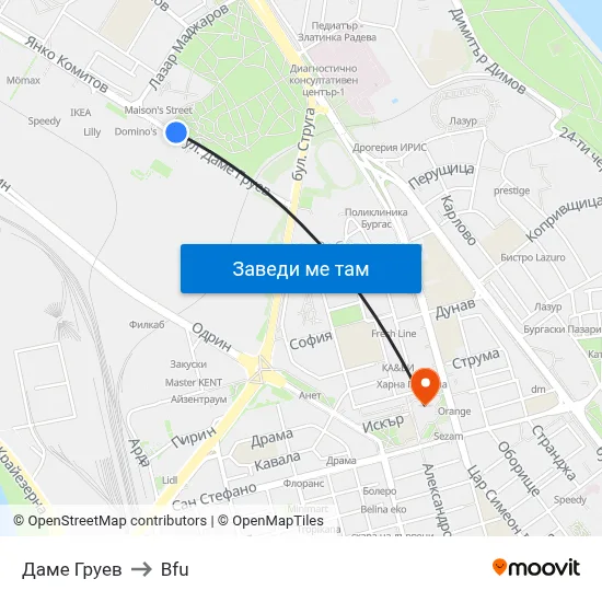 Даме Груев to Bfu map