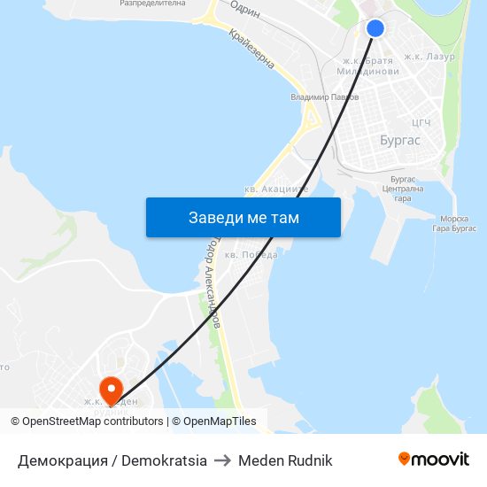 Демокрация / Demokratsia to Meden Rudnik map