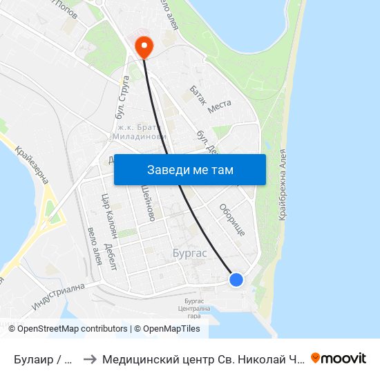 Булаир / Bulair to Медицинский центр Св. Николай Чудотворец map