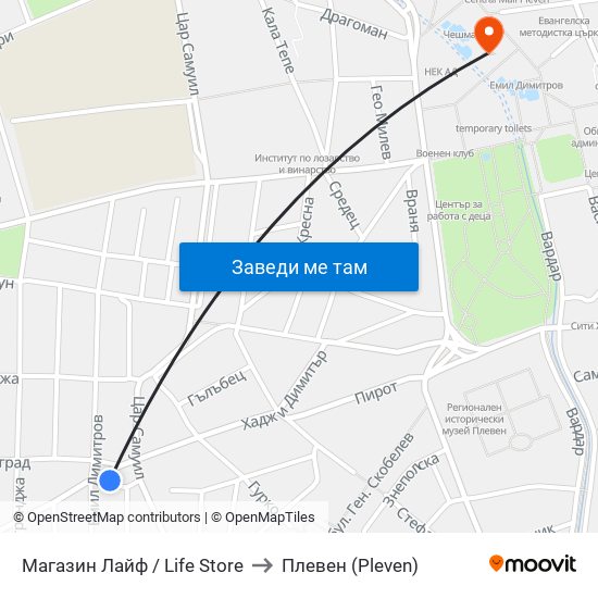 Магазин Лайф / Life Store to Плевен (Pleven) map