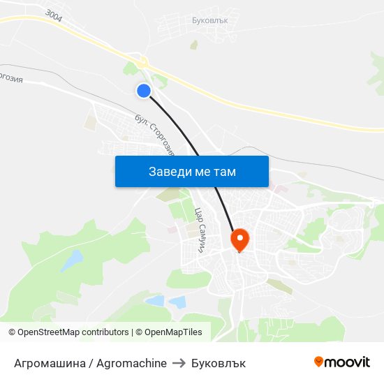 Агромашина / Agromachine to Буковлък map