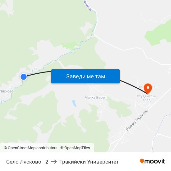 Село Лясково - 2 to Тракийски Университет map