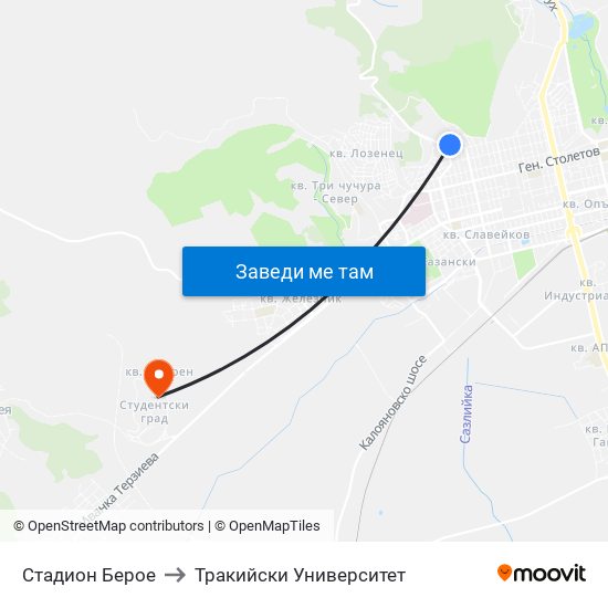 Стадион Берое to Тракийски Университет map