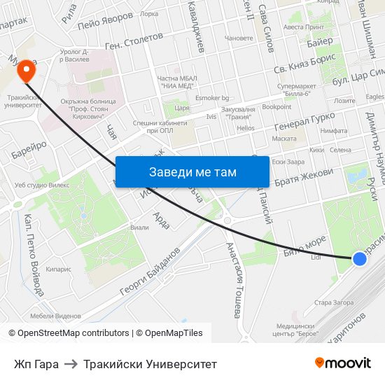 Жп Гара to Тракийски Университет map