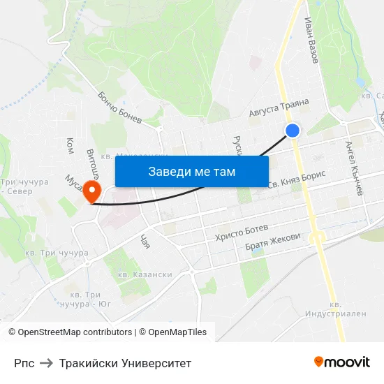 Рпс to Тракийски Университет map