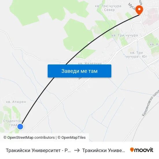 Тракийски Университет - Ректорат to Тракийски Университет map