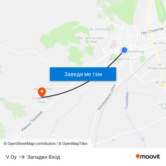 V Оу to Западен Вход map