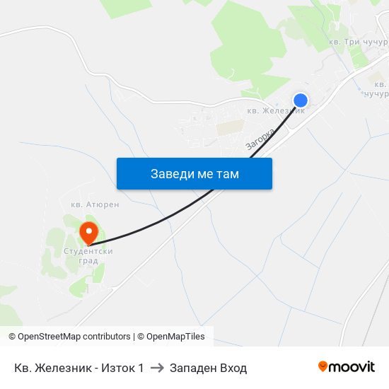 Кв. Железник - Изток 1 to Западен Вход map