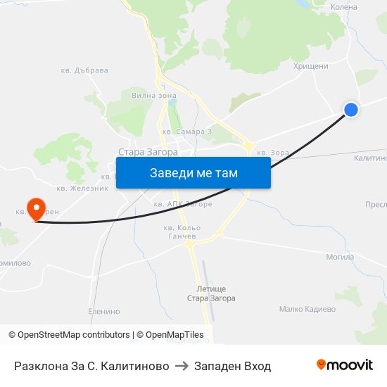 Разклона За С. Калитиново to Западен Вход map