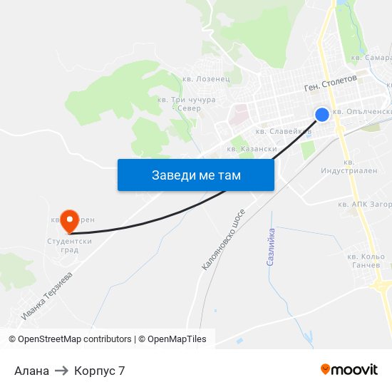 Алана to Корпус 7 map