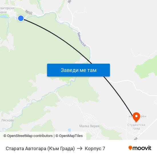 Старата Автогара (Към Града) to Корпус 7 map