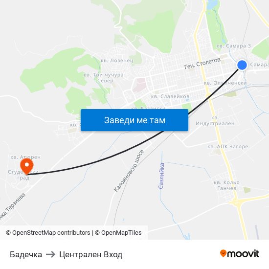 Бадечка to Централен Вход map