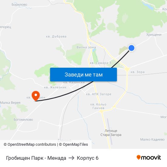 Гробищен Парк - Менада to Корпус 6 map