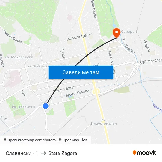 Славянски - 1 to Stara Zagora map