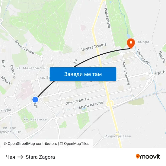 Чая to Stara Zagora map