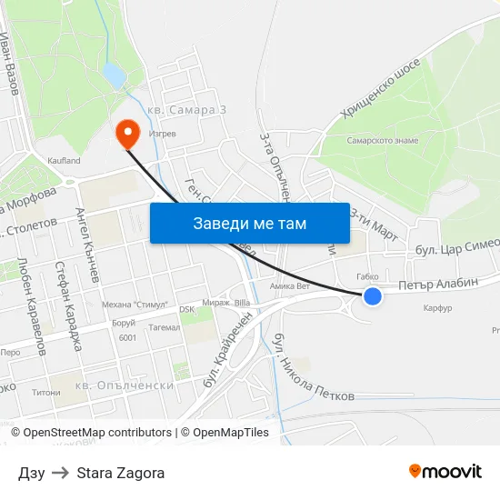 Дзу to Stara Zagora map