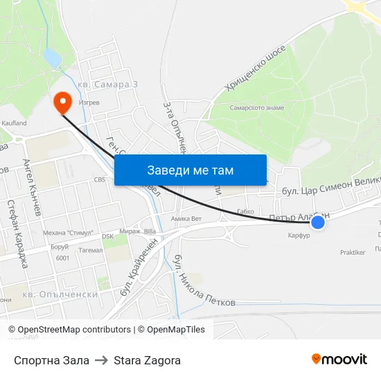Спортна Зала to Stara Zagora map