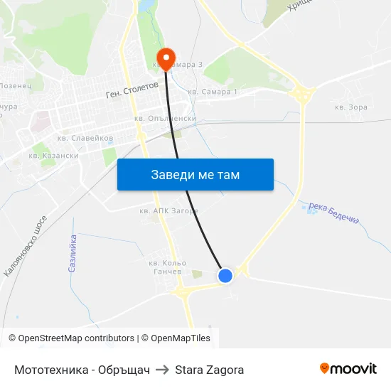 Мототехника - Обръщач to Stara Zagora map