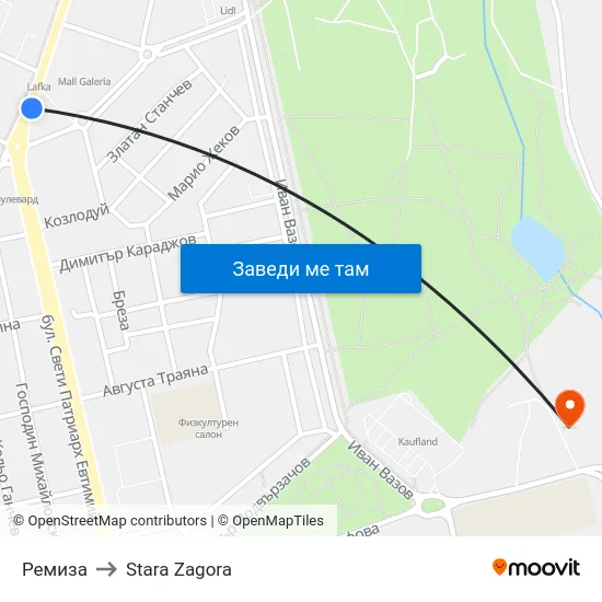 Ремиза to Stara Zagora map