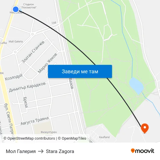 Мол Галерия to Stara Zagora map
