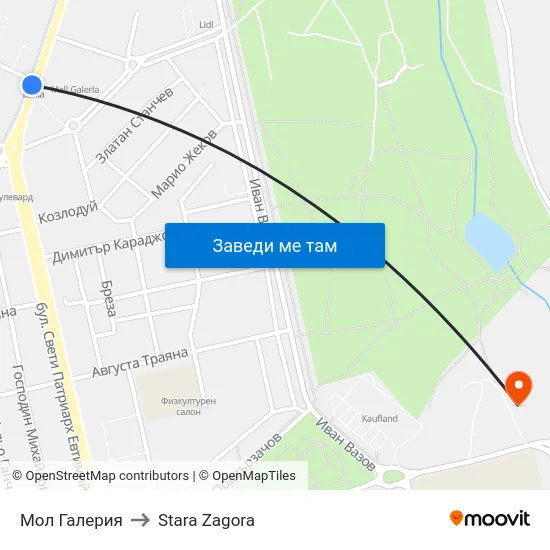 Мол Галерия to Stara Zagora map