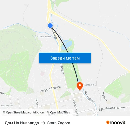 Дом На Инвалида to Stara Zagora map