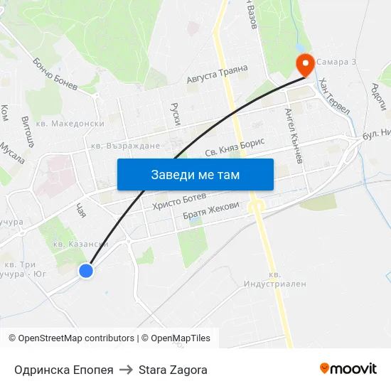 Одринска Епопея to Stara Zagora map