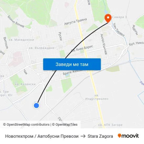 Новотехпром / Автобусни Превози to Stara Zagora map