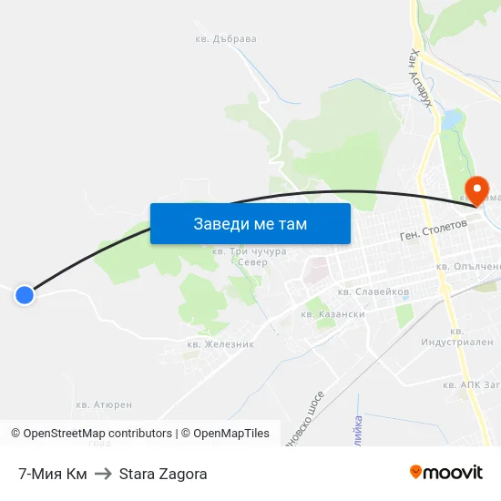 7-Мия Км to Stara Zagora map