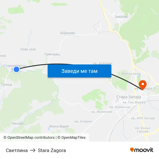 Светлина to Stara Zagora map