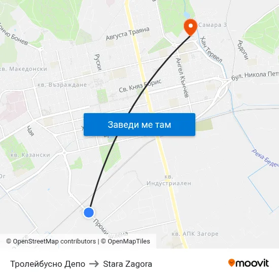 Тролейбусно Депо to Stara Zagora map