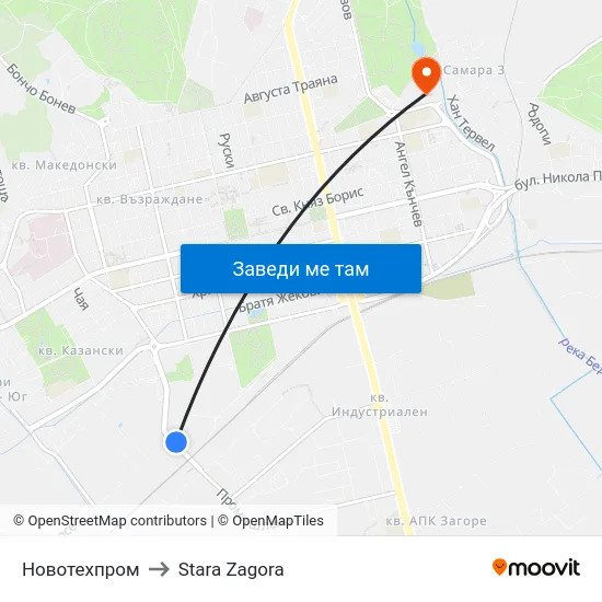 Новотехпром to Stara Zagora map