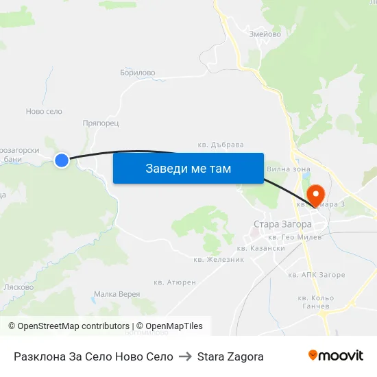 Разклона За Село Ново Село to Stara Zagora map