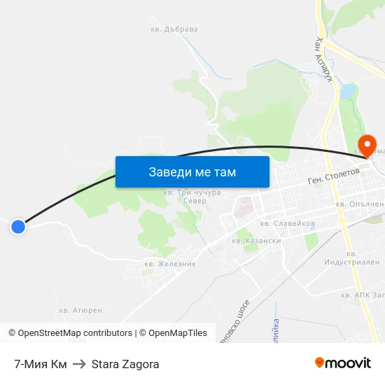 7-Мия Км to Stara Zagora map
