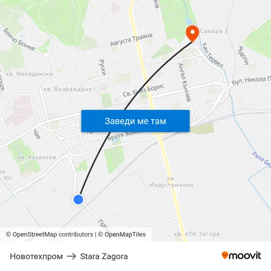 Новотехпром to Stara Zagora map