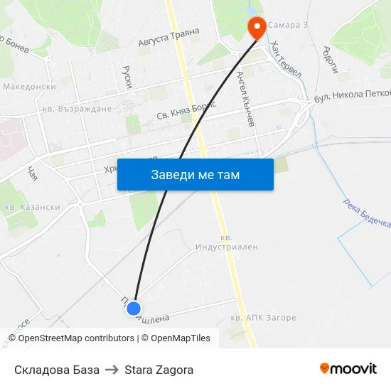 Складова База to Stara Zagora map