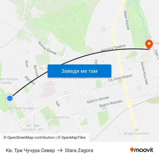 Кв. Три Чучура Север to Stara Zagora map