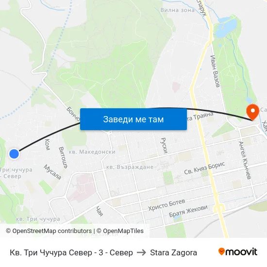 Кв. Три Чучура Север - 3 - Север to Stara Zagora map